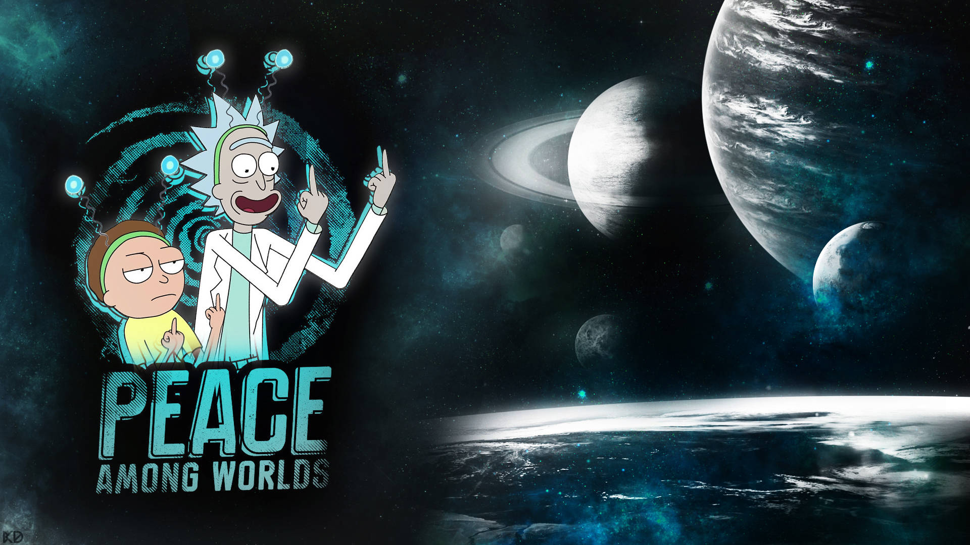 Dope Rick And Morty Peace Art Wallpaper
