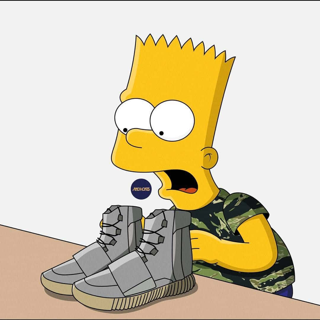 Simpsonsfiguren Håller I Ett Par Skor Wallpaper