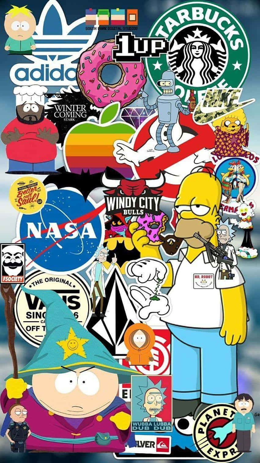 Nyd det dopede Simpsons Logo Wallpaper. Wallpaper