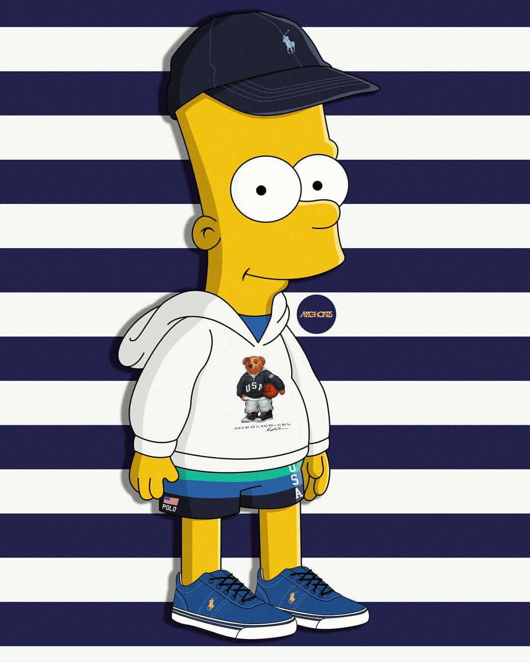 Diefigur Aus Den Simpsons Steht Auf Einem Gestreiften Hintergrund. Wallpaper