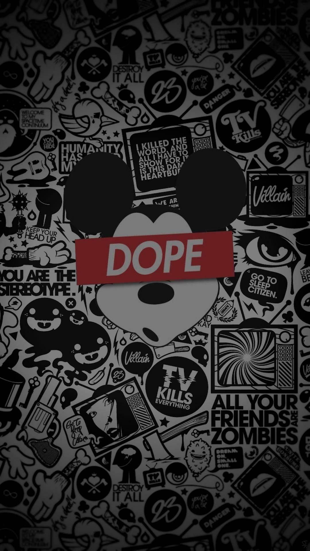 Dope Supreme Mickey Doodle Wallpaper