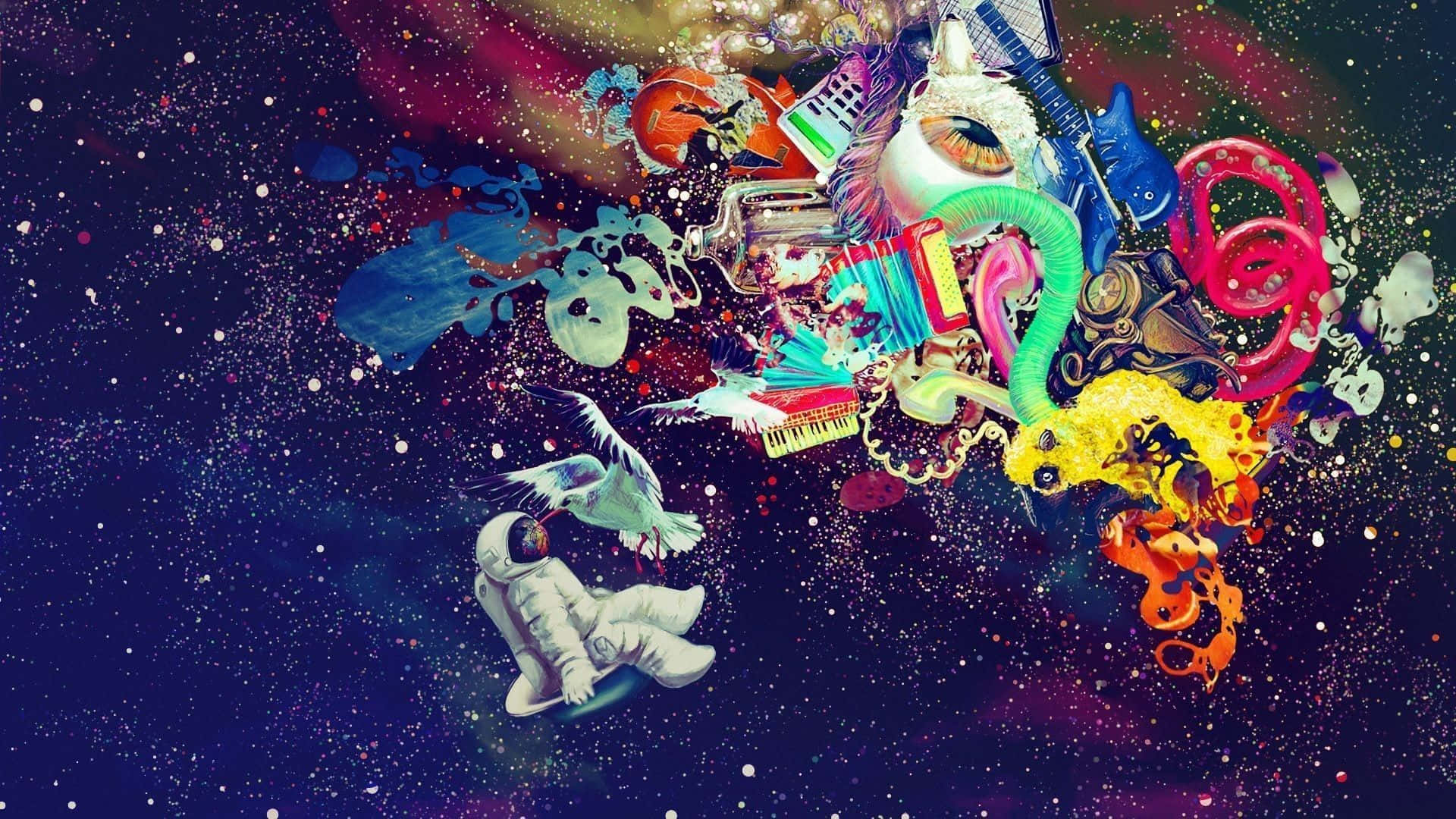 Coole,psychedelische Objekte Im Weltraum Wallpaper