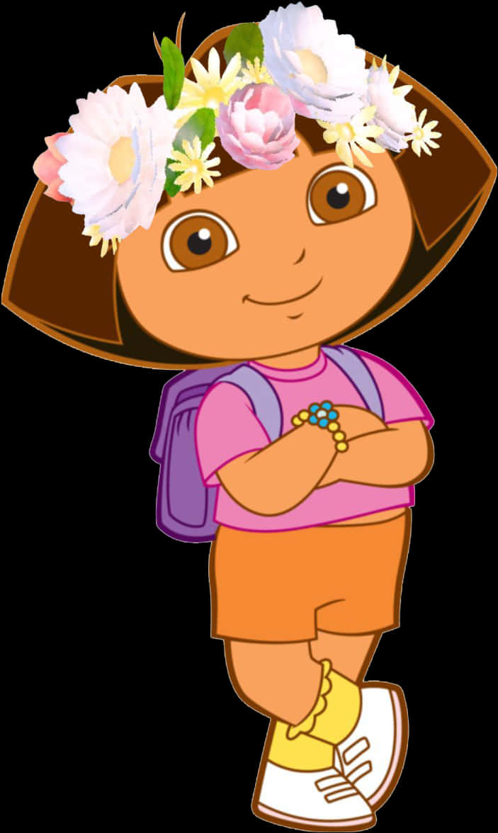 Dora Flower Crown Character Illustration PNG