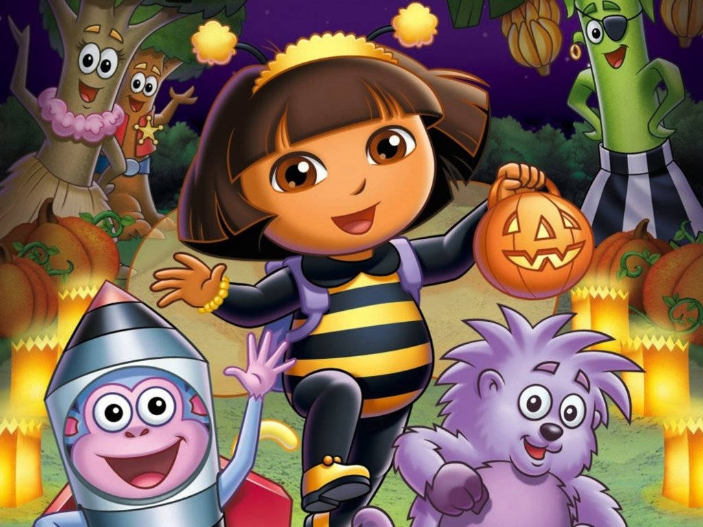 Dora Udforsker Halloween Paraden Scene Wallpaper