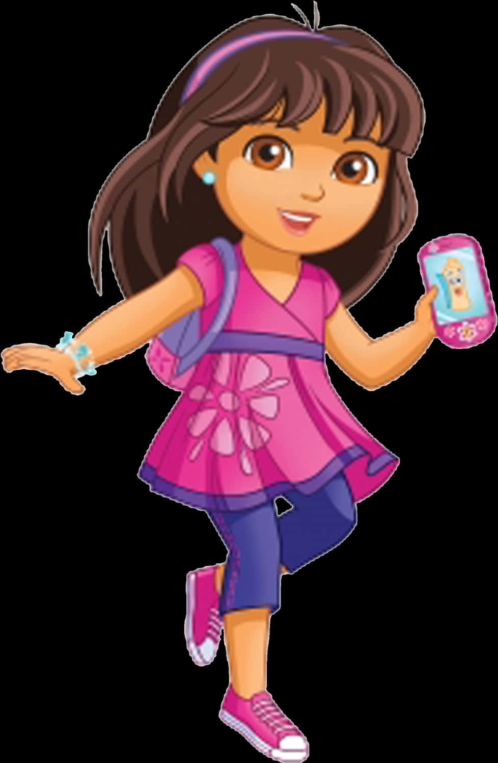 Dora The Explorer Holding Phone PNG