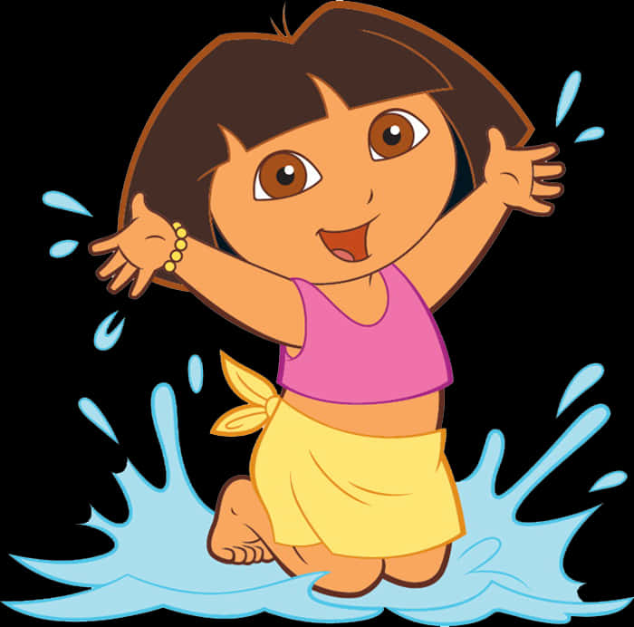 Dora The Explorer Jumping In Water PNG