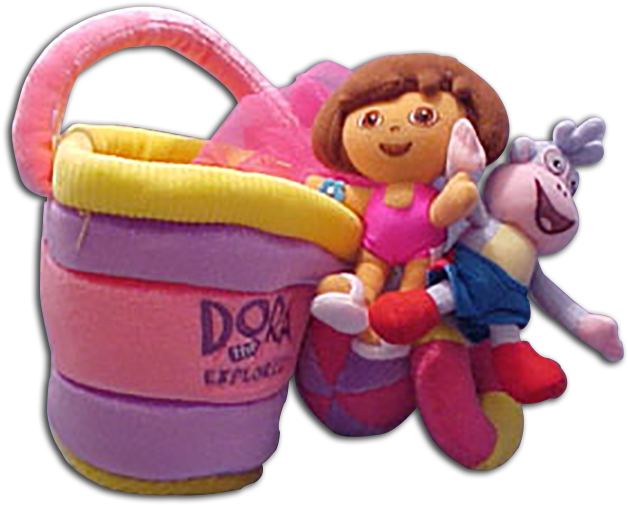 Doraand Boots Plush Toysin Basket PNG