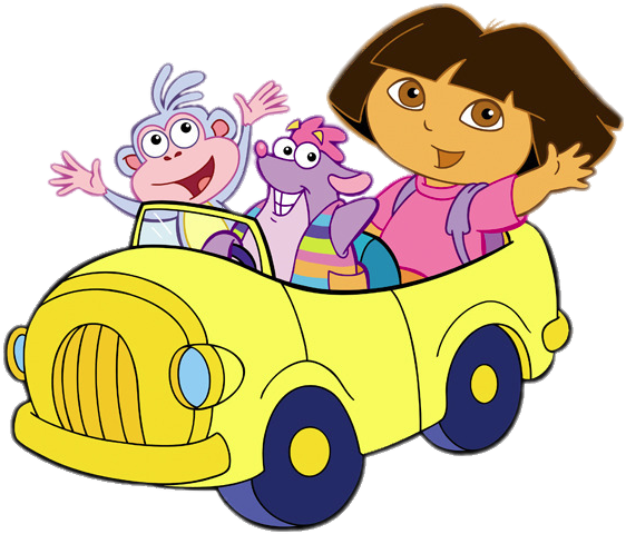 Doraand Friends Driving Cartoon PNG