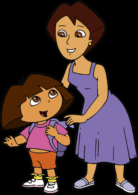 Doraand Mother Cartoon PNG