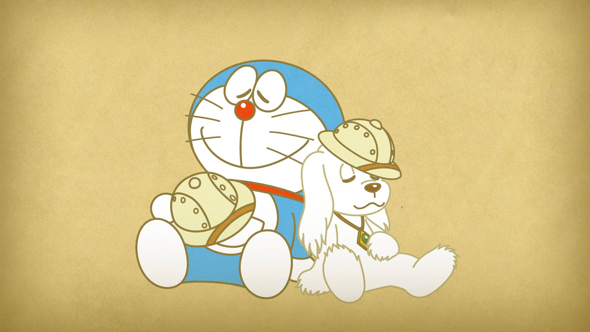 Doraemon And Dog Sleeping Background