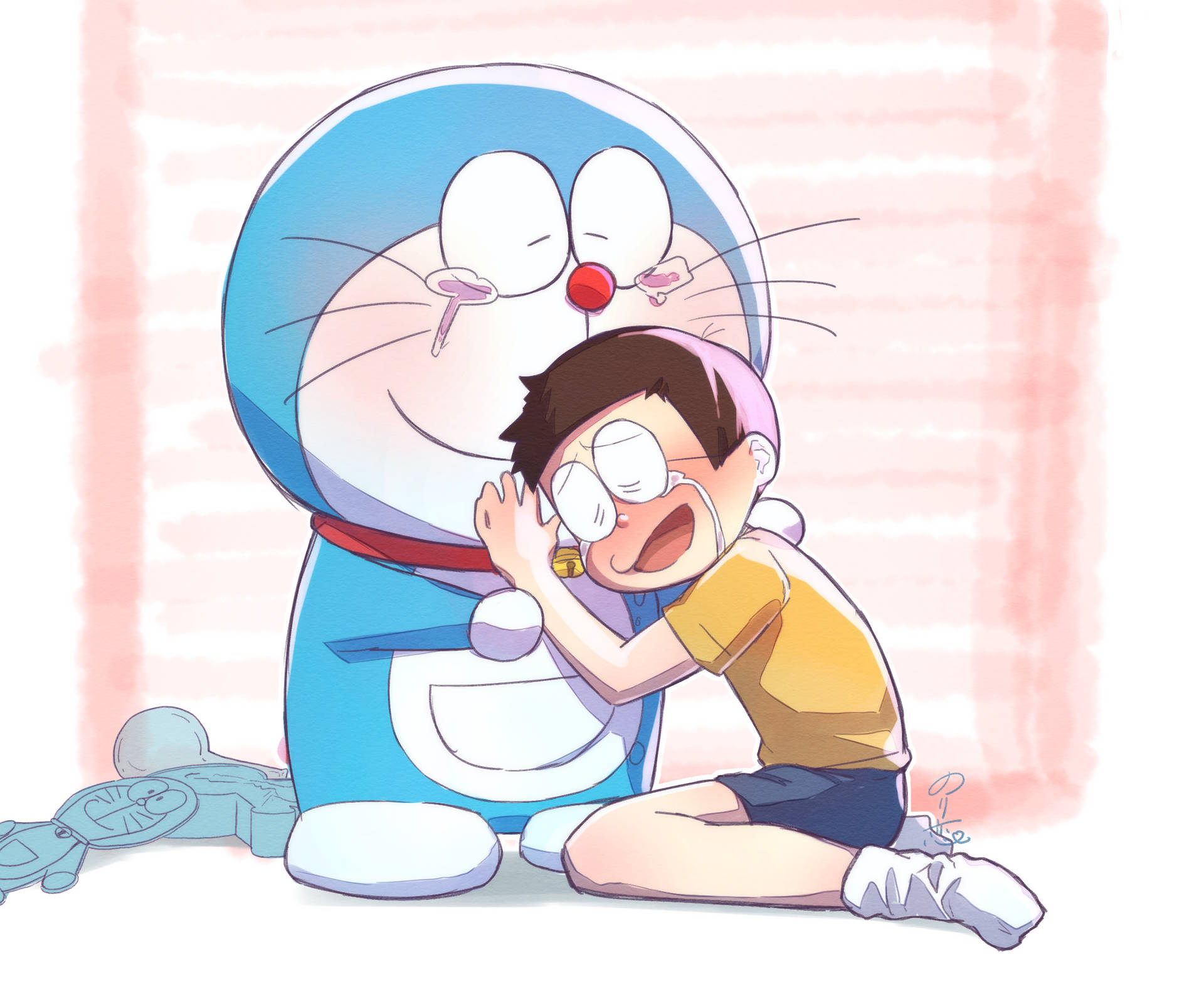 Doraemon And Nobita Teary Art Picture