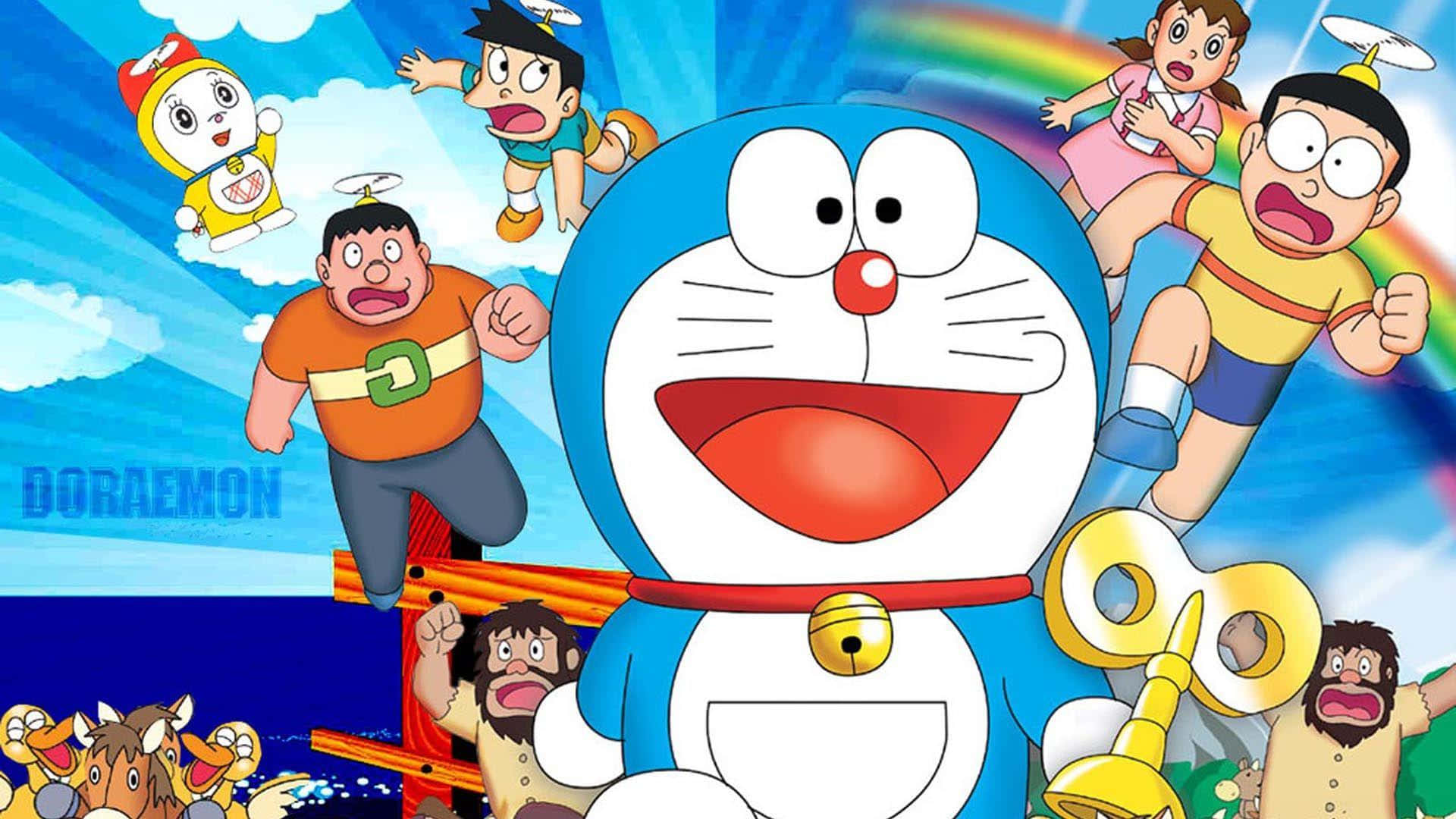1.  A closeup image of the popular Japanese cartoon character, Doraemon