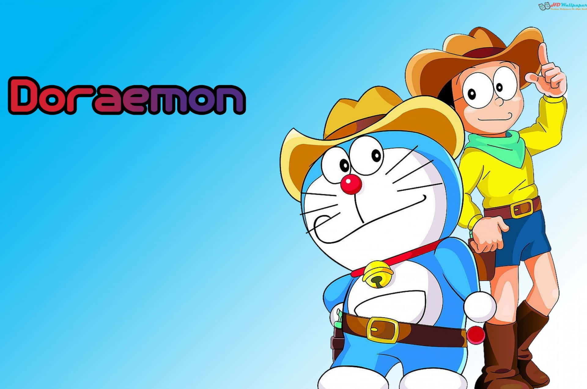 Doraemon enjoying food with his friends