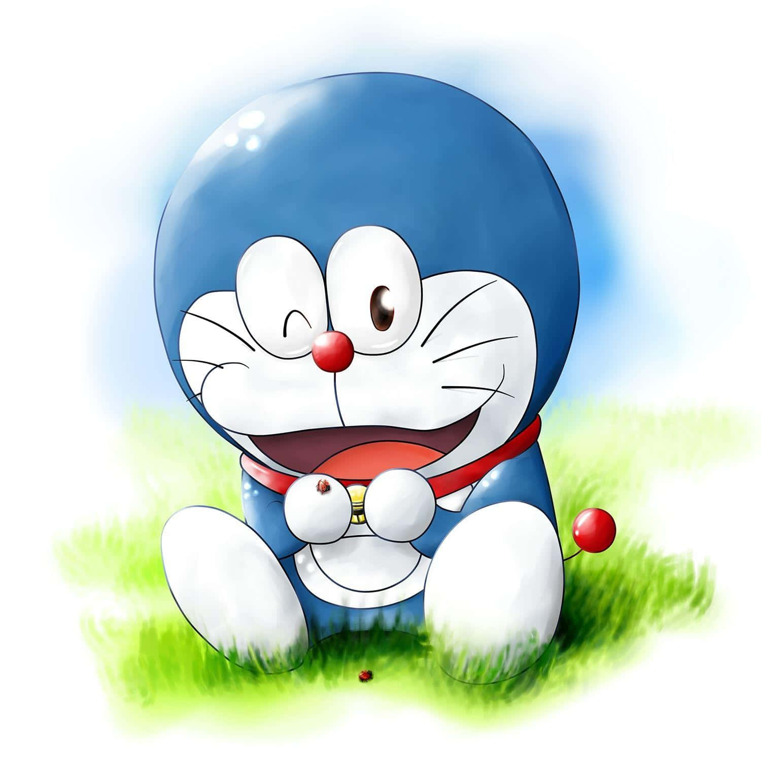 “Doraemon Smiling Brightly - The Lovable Cartoon Robot!”