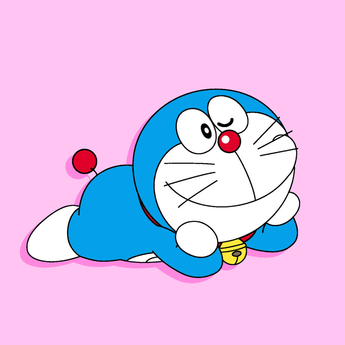 Doraemon Lying Sexily On Pink Backdrop 4k