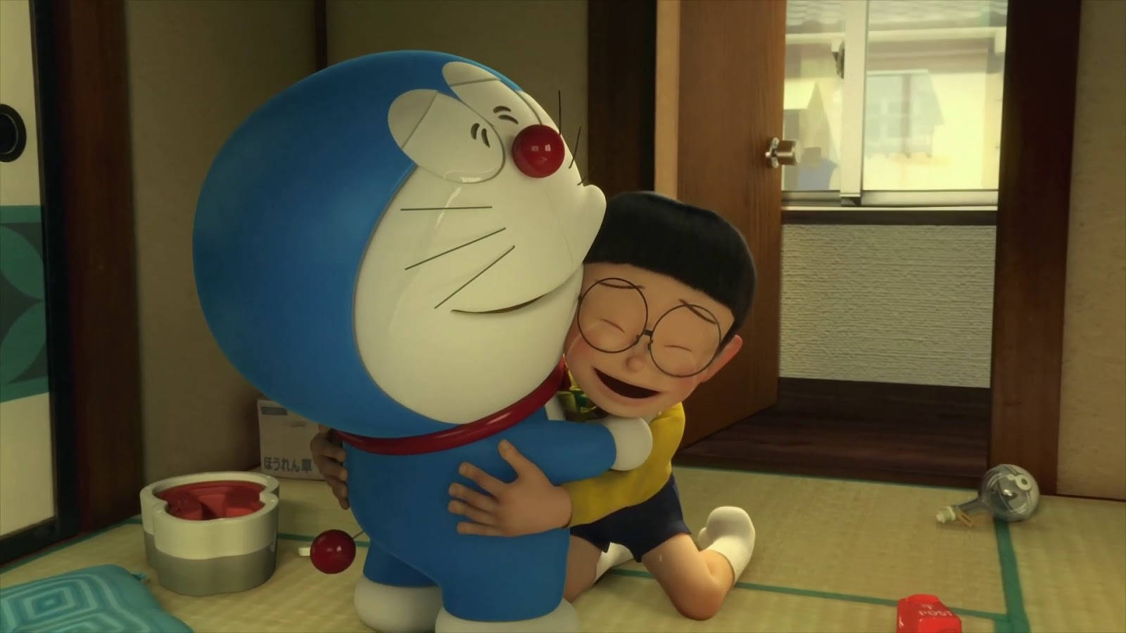 Doraemon Og Nobita Rører Stadig Wallpaper