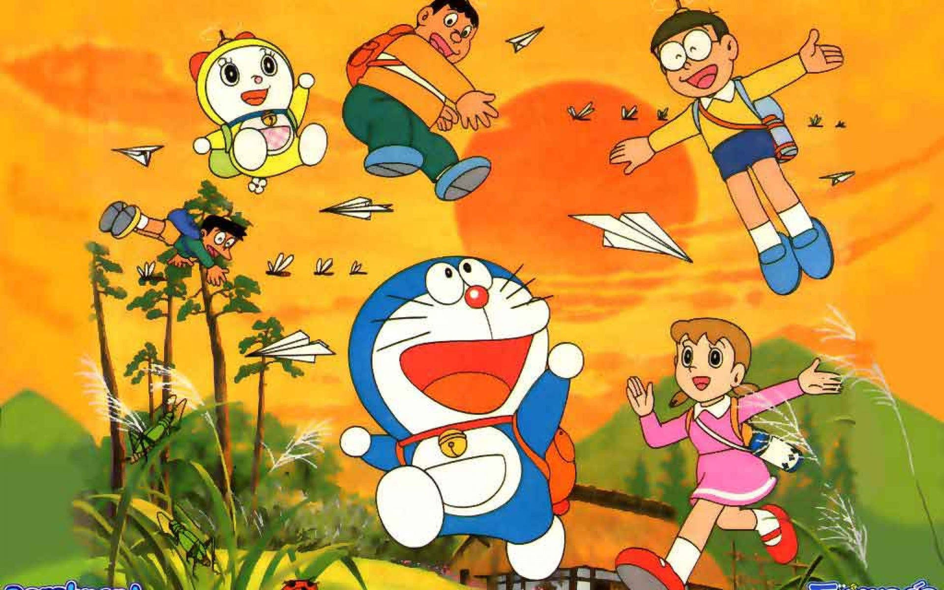 Doraemon On Sunset Wallpaper