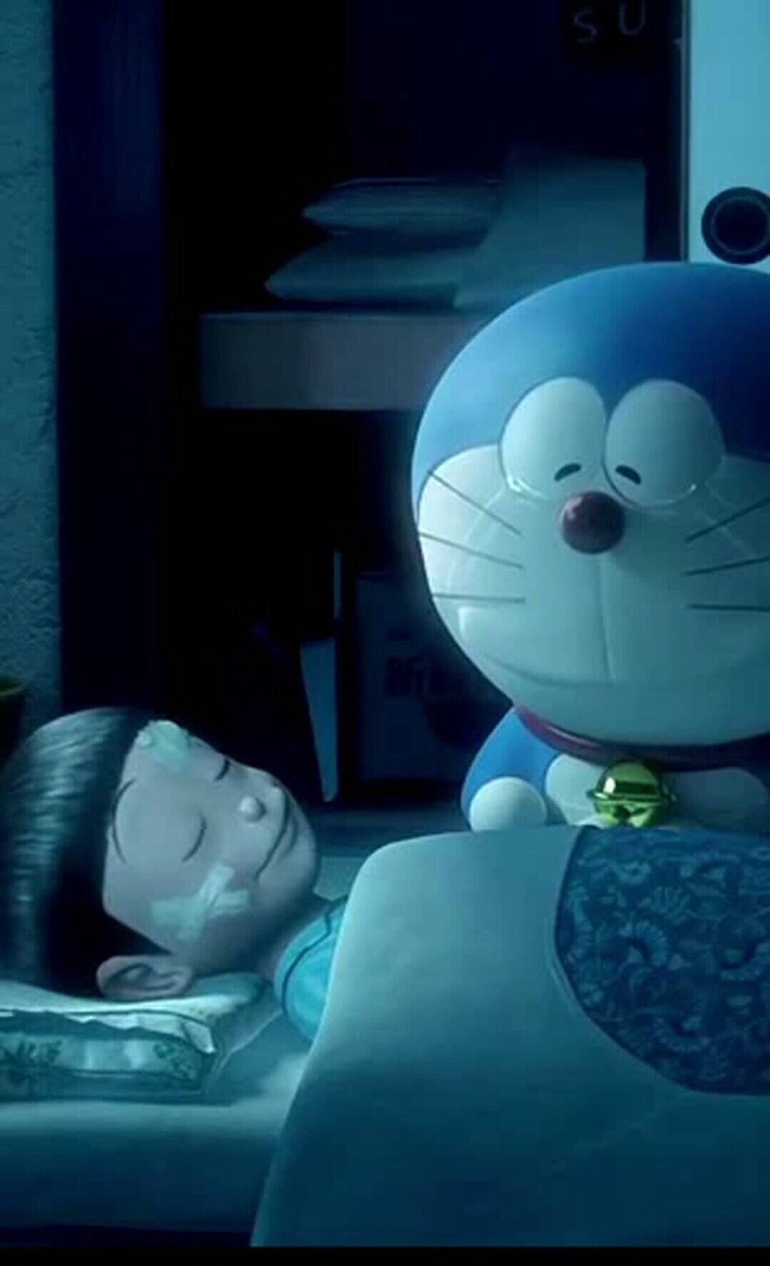 Doraemon Watching Over Cute Nobita Background
