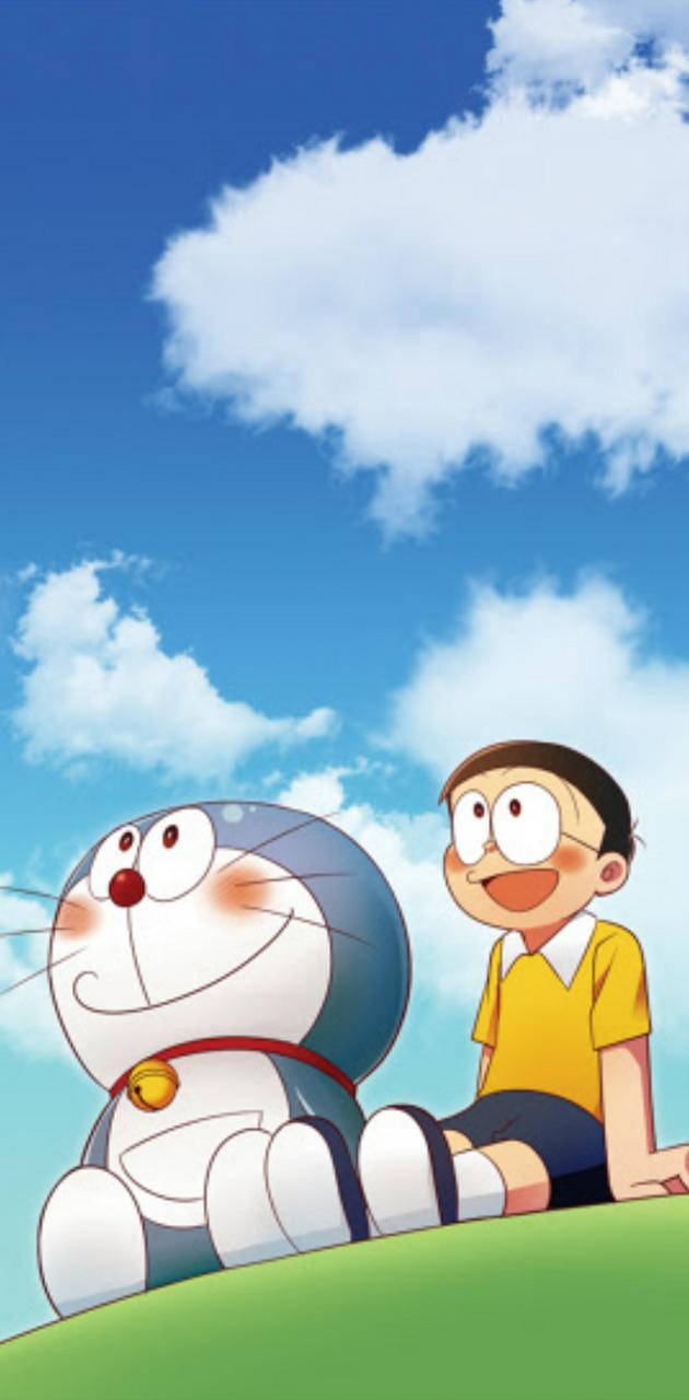 Download Doraemon Watching The Sky With Nobita 4k Wallpaper 