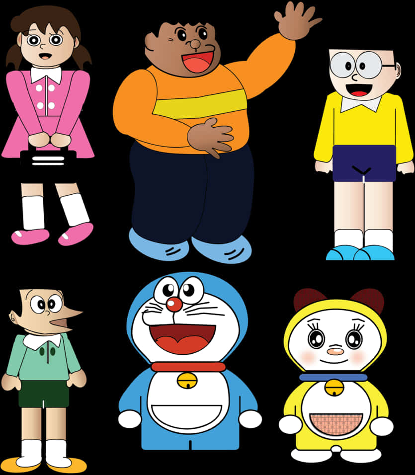 Doraemonand Friends Vector Illustration PNG
