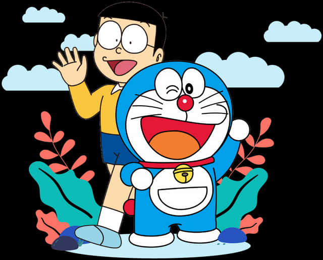 Doraemonand Nobita Friendly Pose PNG