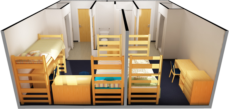 Dormitory Room Layout3 D View PNG