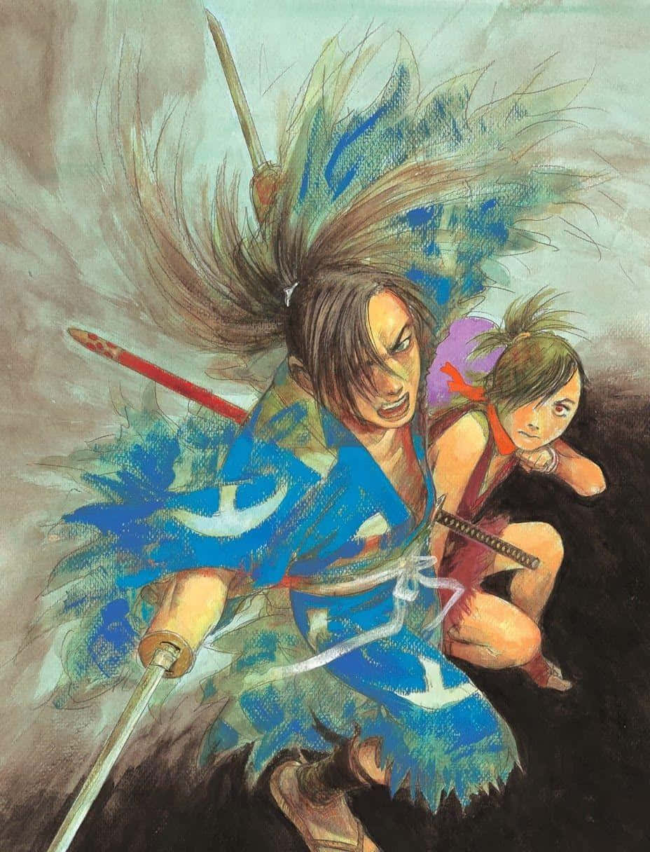 Etøjebliksbillede Af En Samurai I Aktion I Animeen, Dororo.