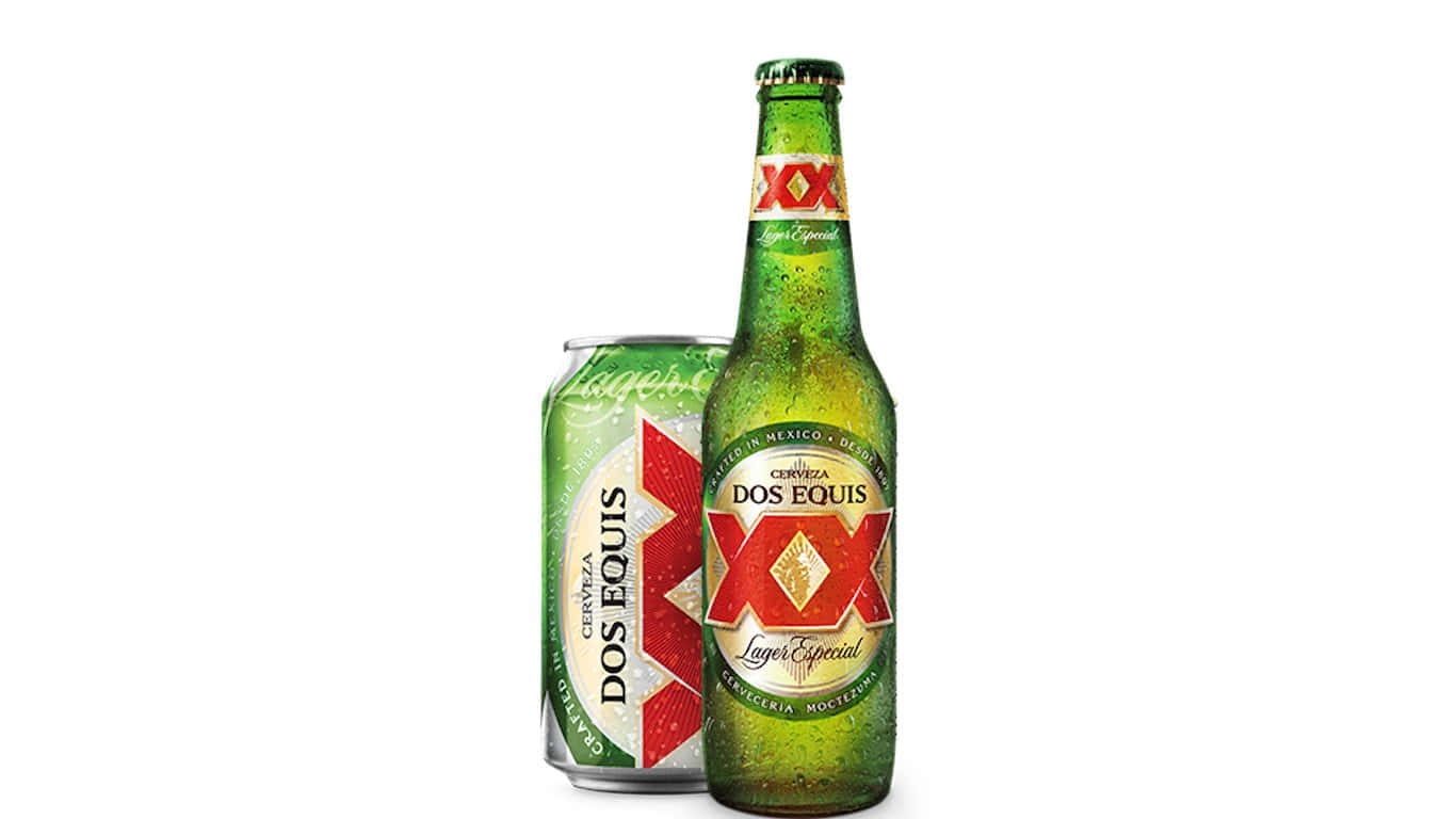 Dos Equis Bierfles En Blik Achtergrond