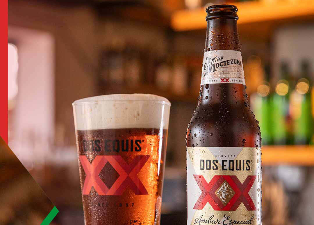 Dos Equis Bierfles En Glas Achtergrond