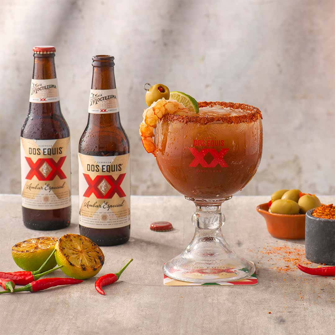 Dos Equis Bier En Michelada Cocktail Achtergrond