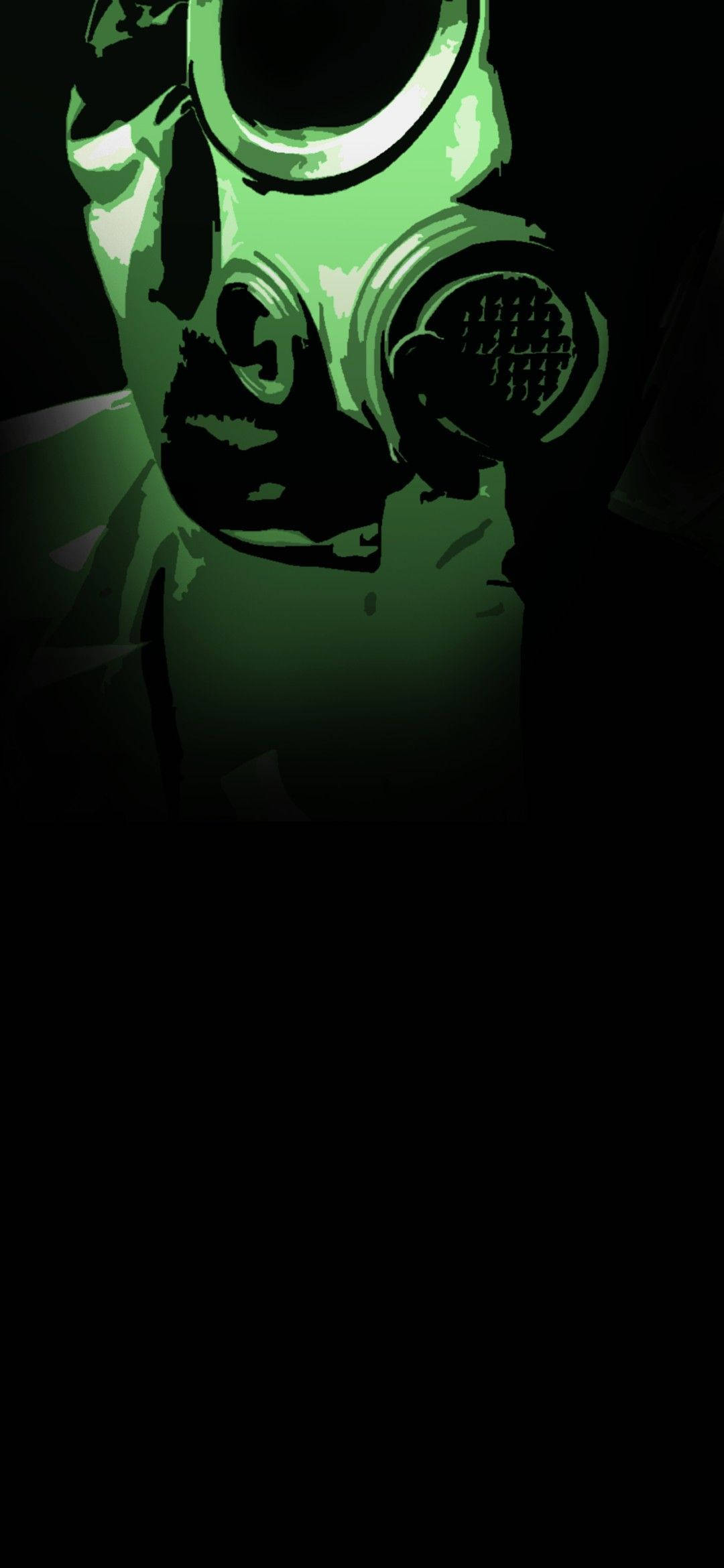 Dot Notch Green Gas Mask Wallpaper