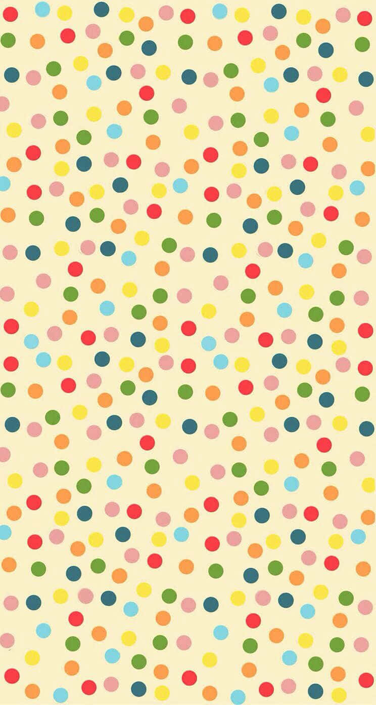 A Colorful Polka Dot Pattern On A White Background