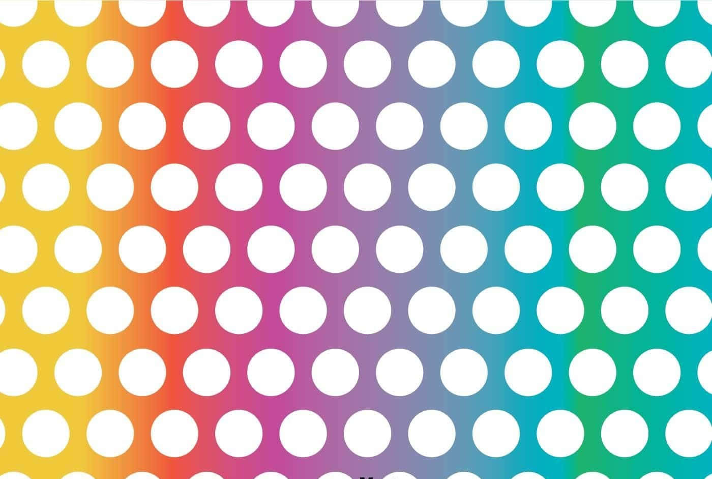 A Rainbow Polka Dot Pattern With White Dots