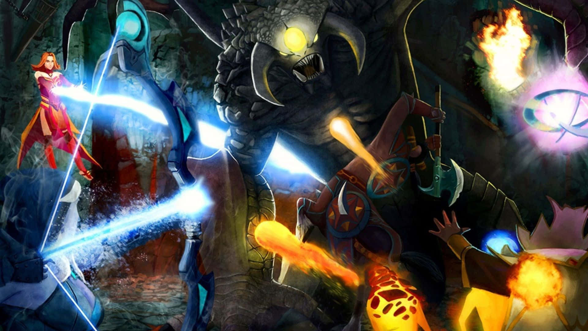Epic Battle of Dota 2 Heroes Wallpaper