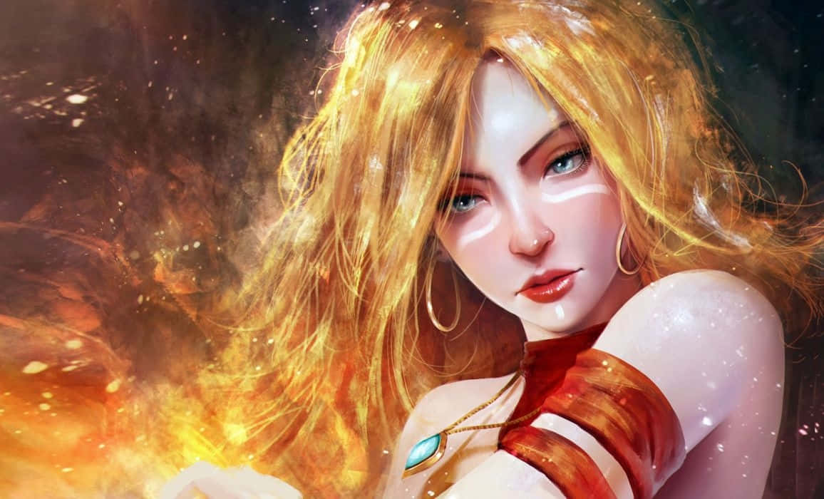 Lina, the fiery mage of Dota 2, unleashing her powerful spells Wallpaper