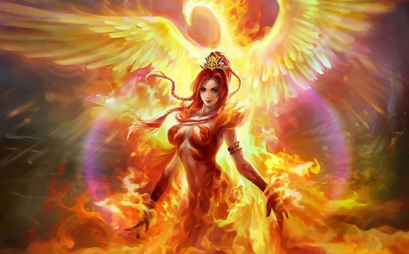 Fiery Lina Unleashing Her Power in Dota 2 Wallpaper