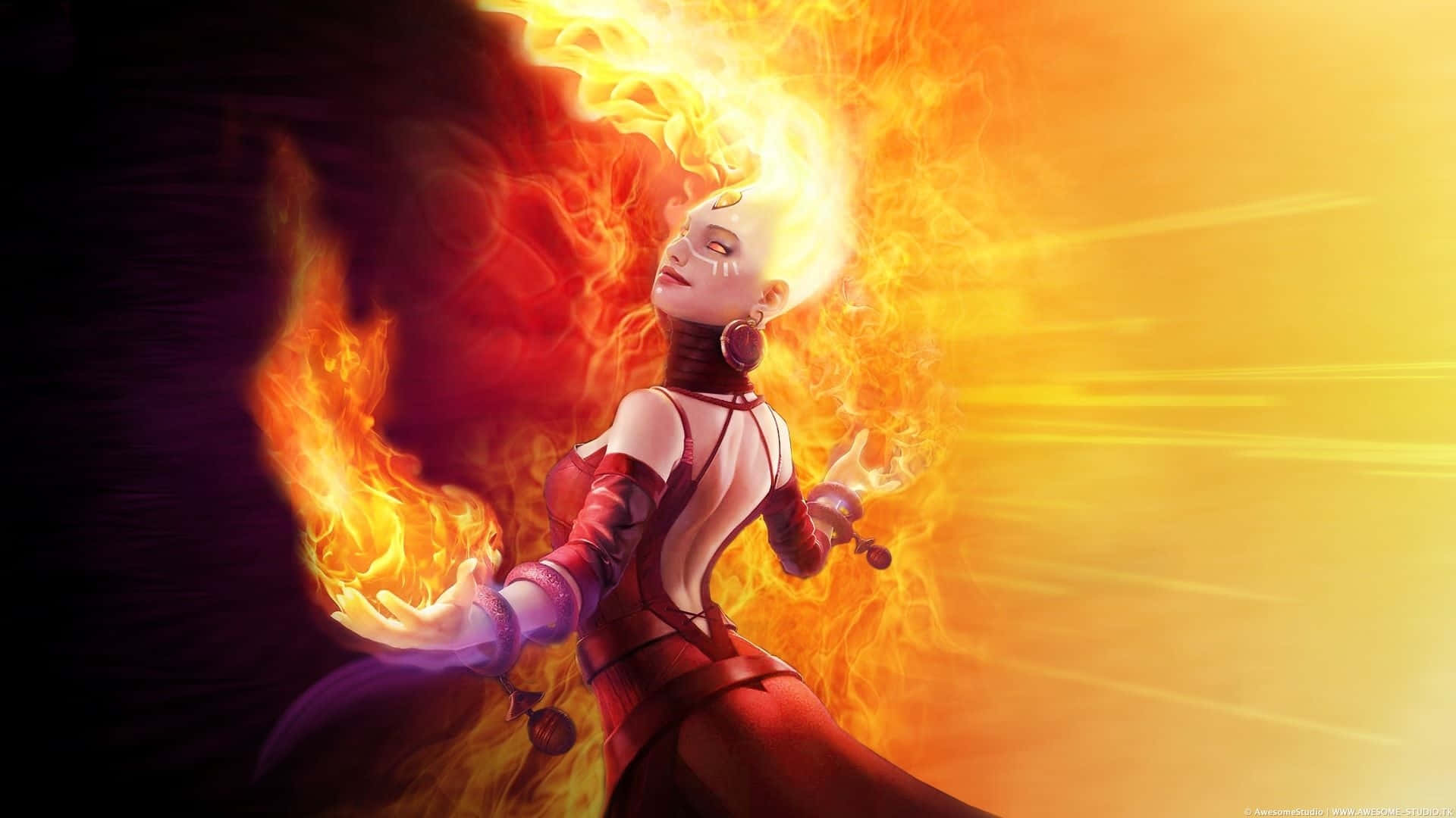 Lina, the Fiery Spellcaster of Dota 2 Wallpaper