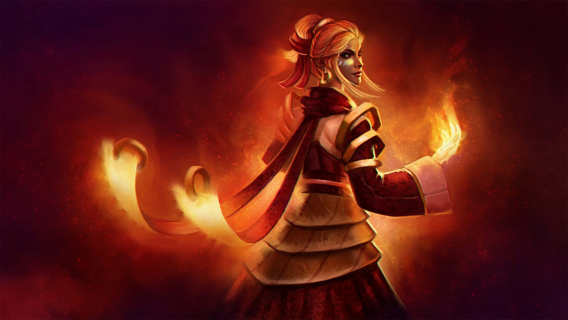 Fiery Mage: Dota 2 Lina In Action Wallpaper