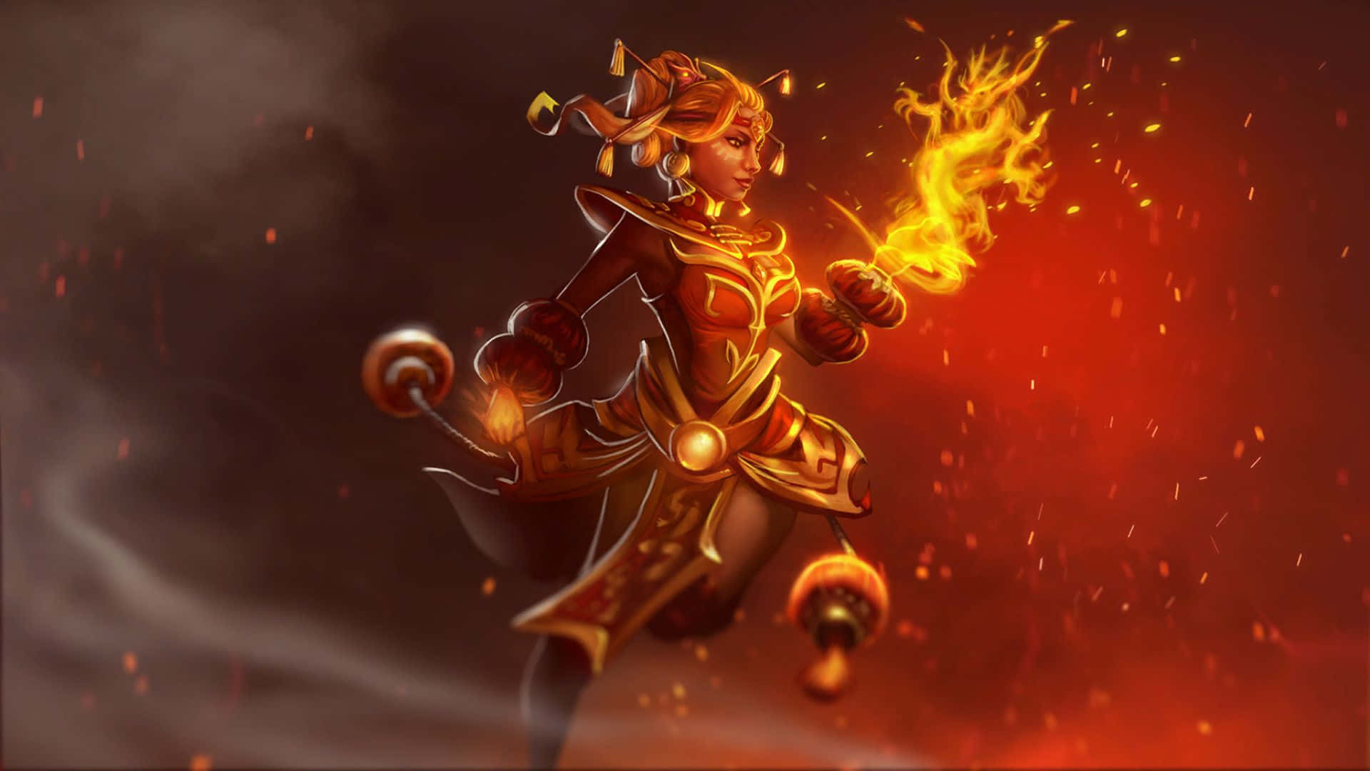 Caption: Dazzling Flames of Lina - The Fiery Slayer of Dota 2 Wallpaper
