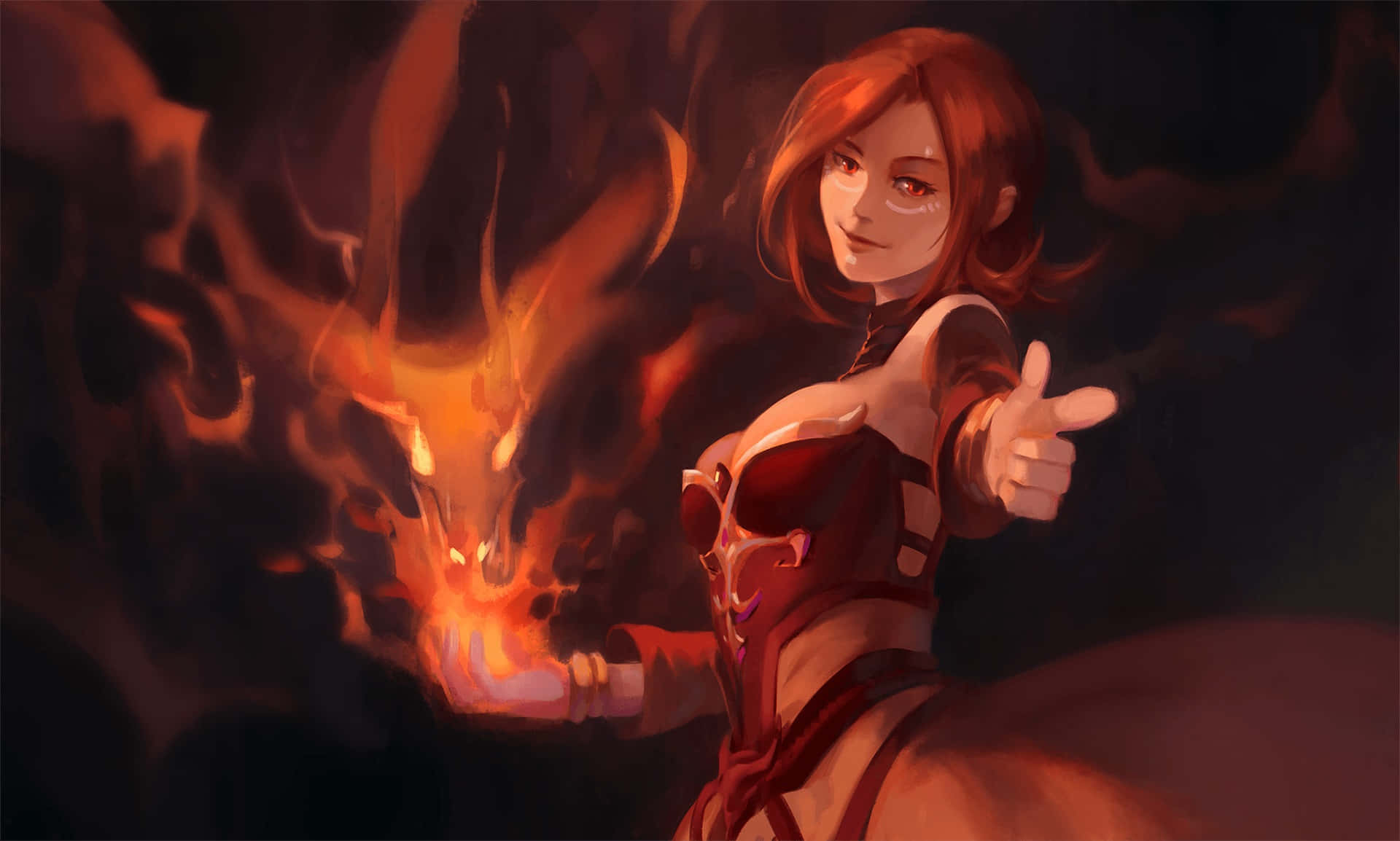 Captivating Lina in action: Harnessing the power of fire in Dota 2 Wallpaper