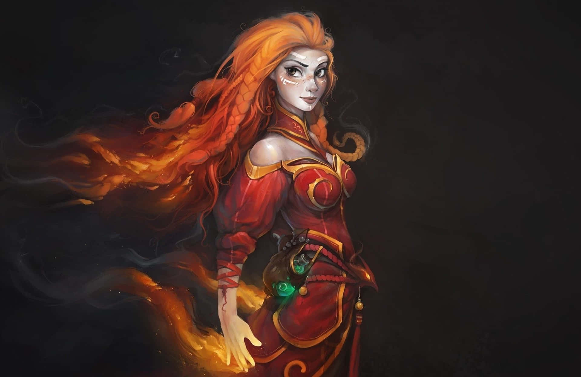 Fiery Lina, the Slayer unleashes her power in Dota 2 Wallpaper