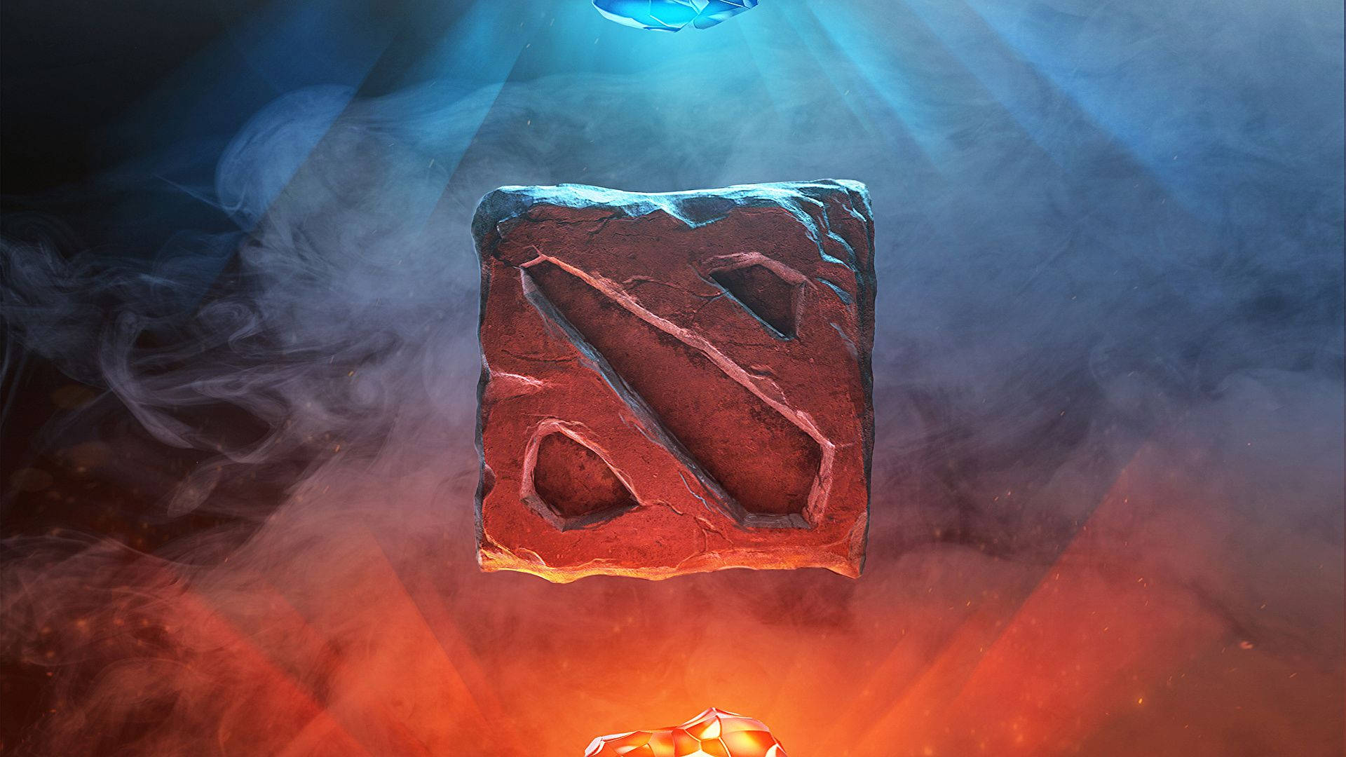 Dota 2 Logo Blue And Red Crystals Wallpaper