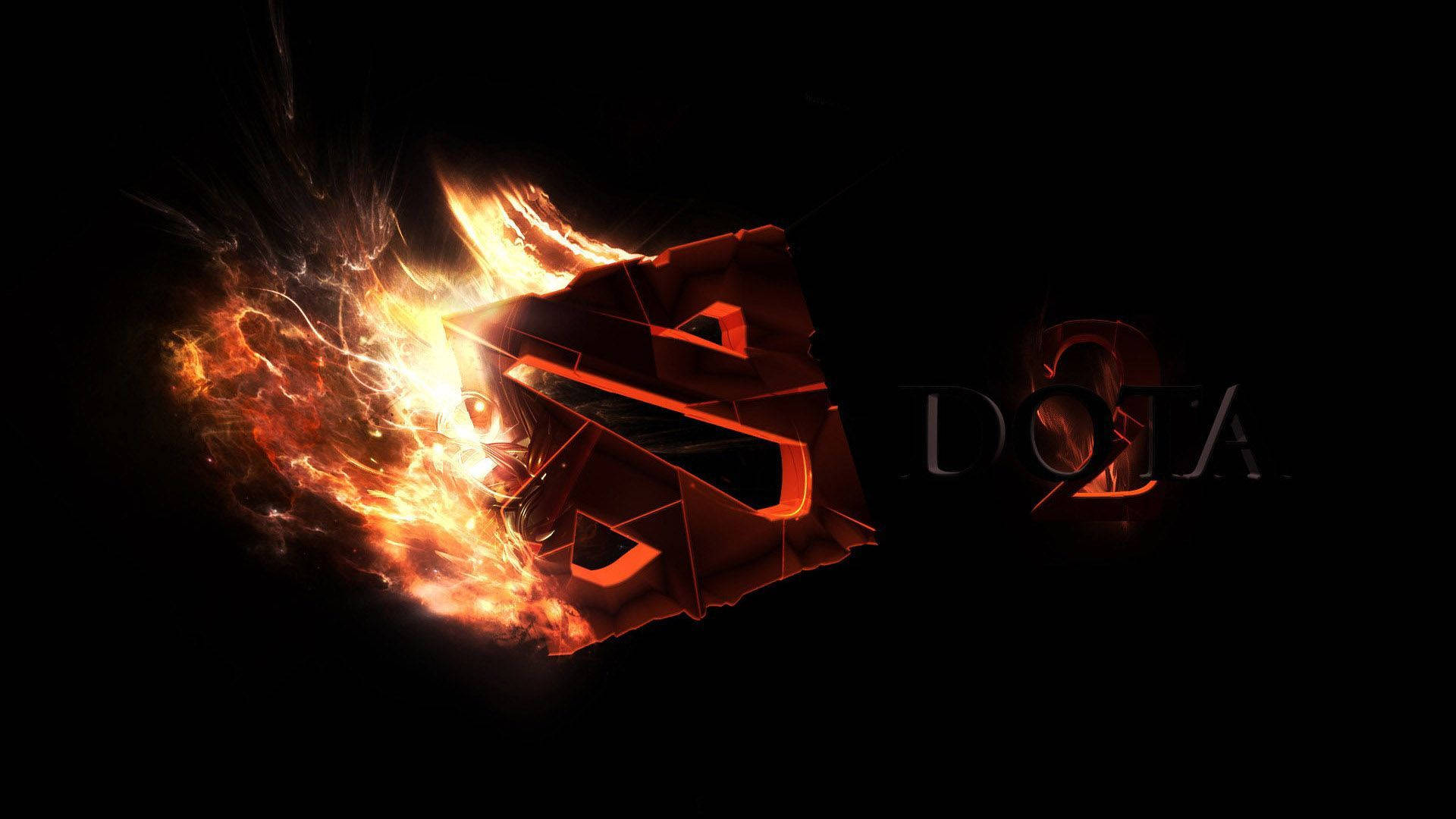 Dota 2 Logo On Fire Wallpaper