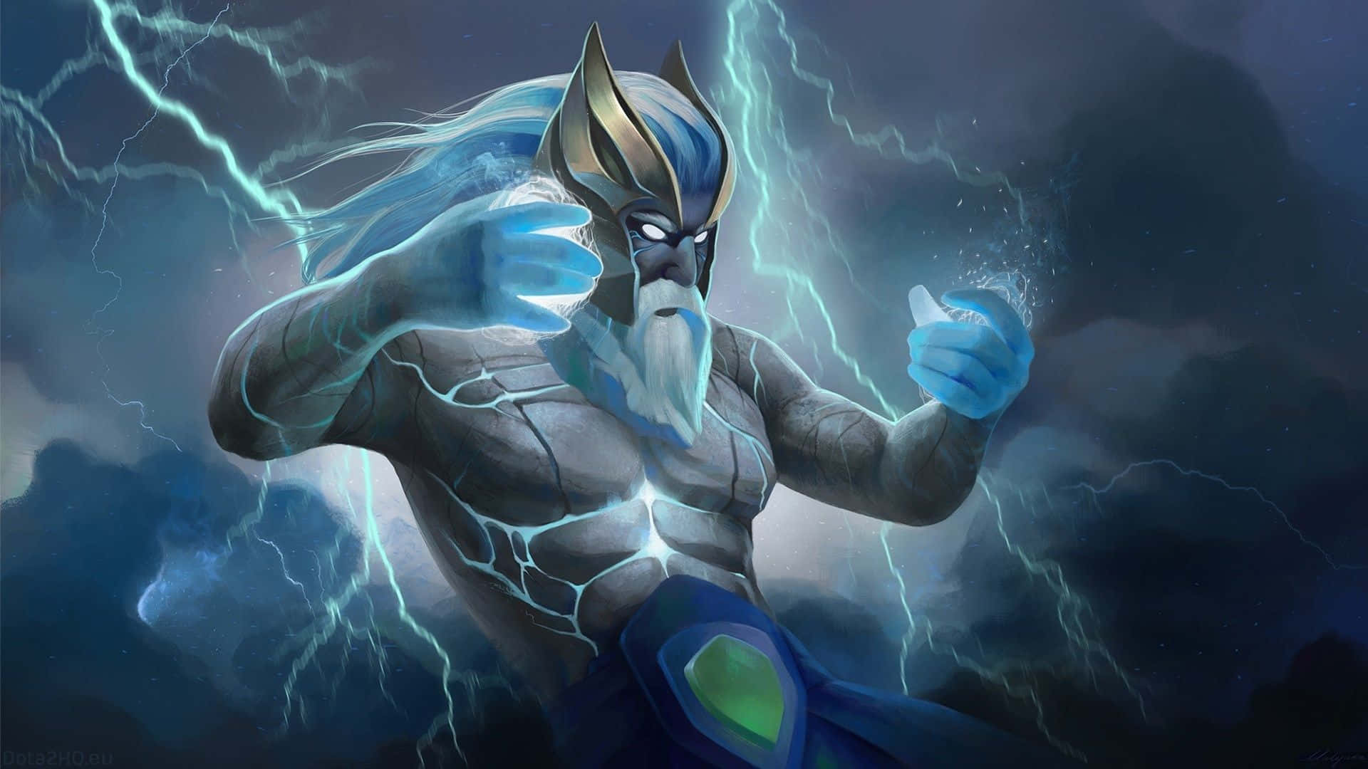 Mighty Zeus unleashes his power in Dota 2 Wallpaper