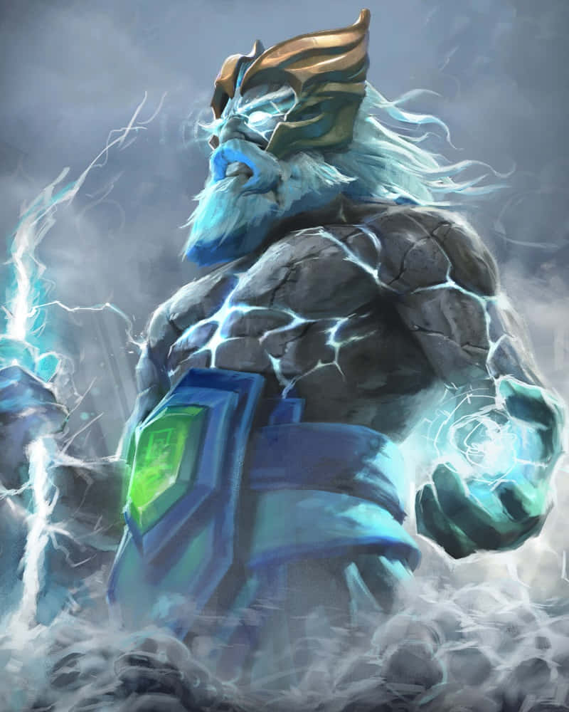 Mighty Zeus Unleashing Thunderbolts in Dota 2 Wallpaper