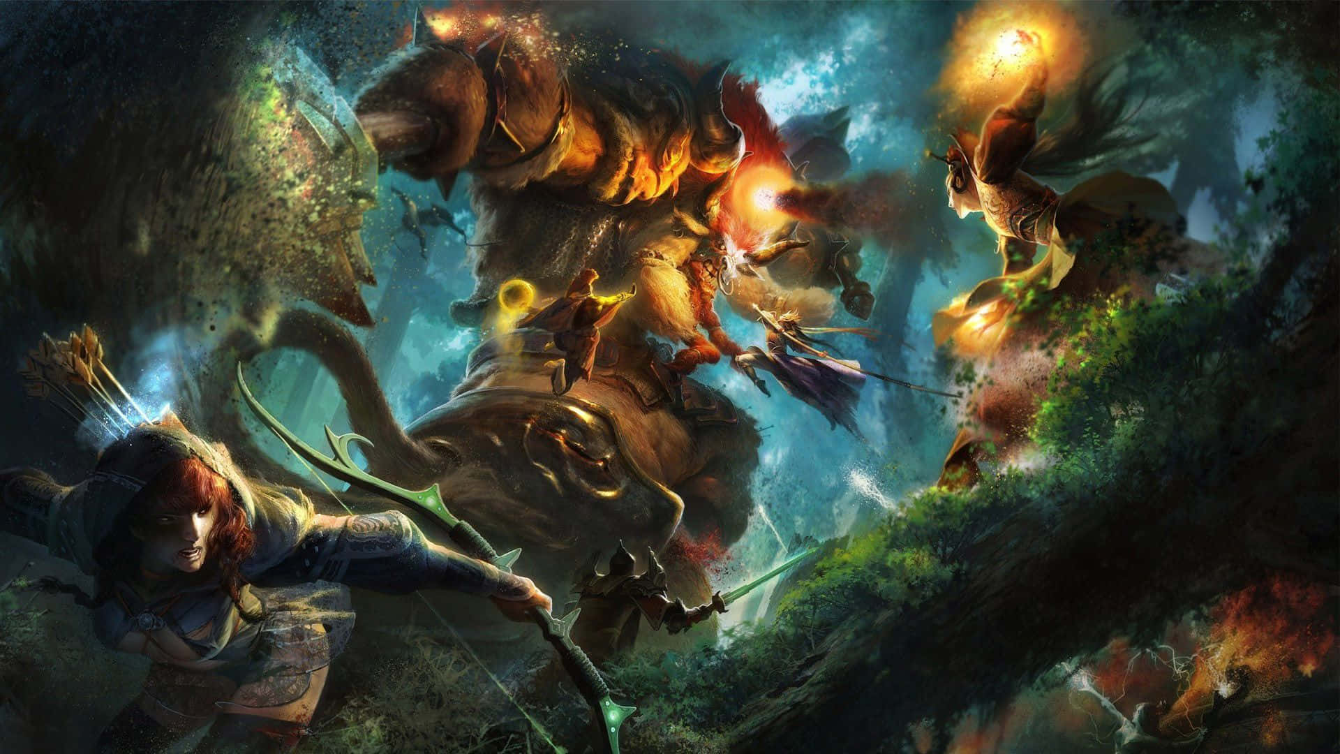 Heroes Compete in an Epic Battle in Valve's Popular Multiplayer Online Action Strategy Game, Dota 2 Wallpaper