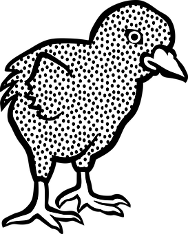 Dotted Silhouette Chick Illustration PNG
