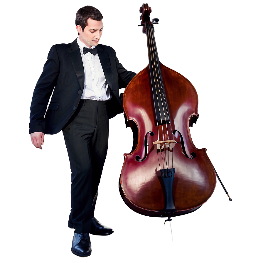 Double Bass Silhouette Player Png Frd PNG