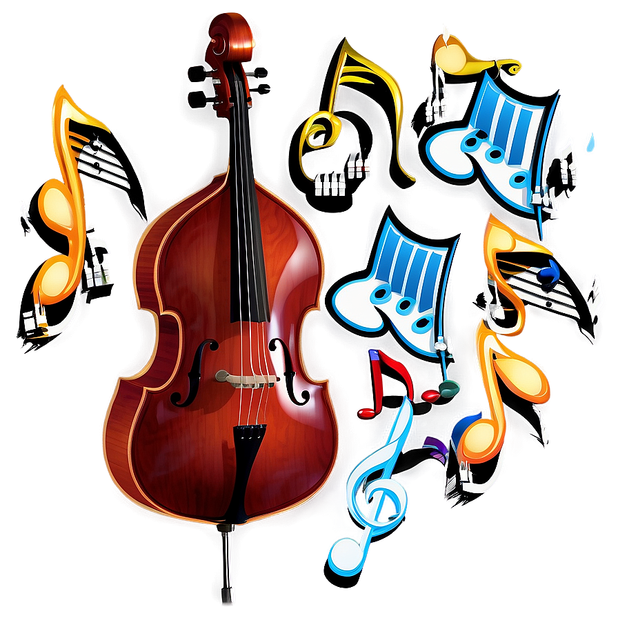 Double Bass With Music Notes Png 06242024 PNG