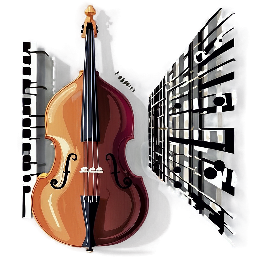 Double Bass With Music Notes Png Tfb92 PNG